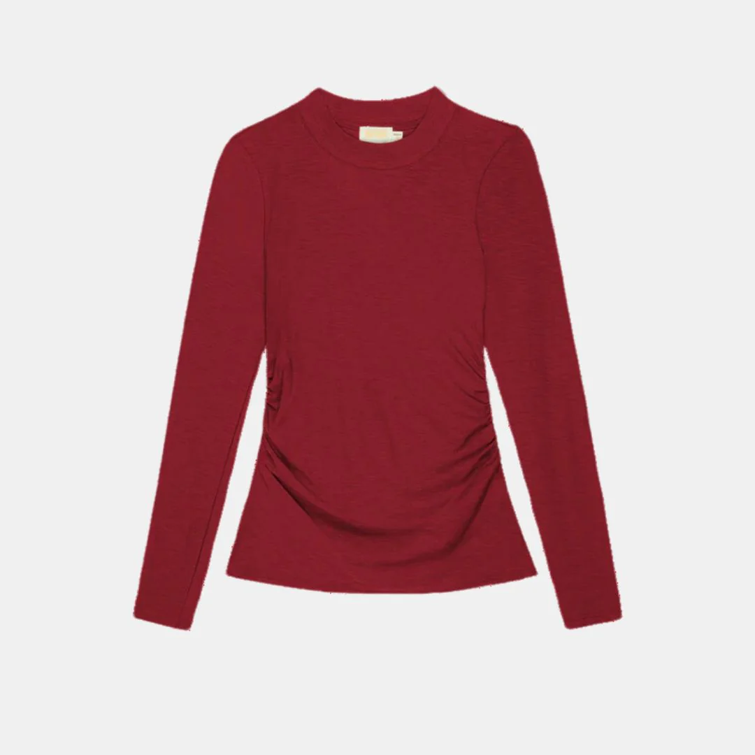 Rita Mock Neck Long Sleeve Top (Danish Red) - Image 2