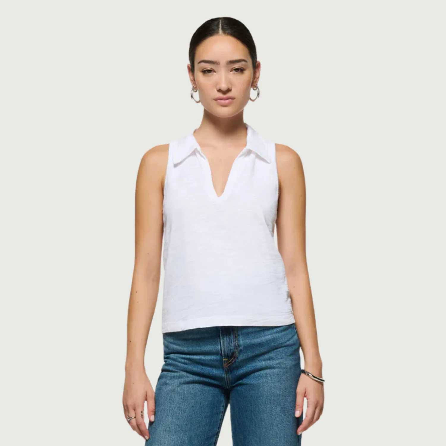 Roberta Collared Tank (Optic White)