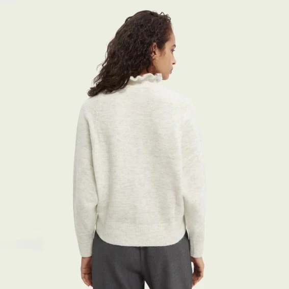 Ruffled High Neck Jumper (Off White) - Image 2
