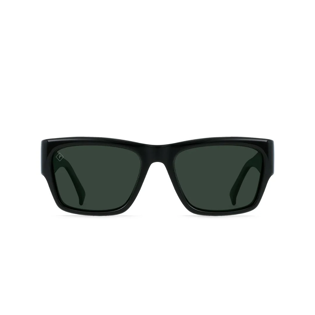Rufio Sunglasses (Recycled Black + Green Polarized)