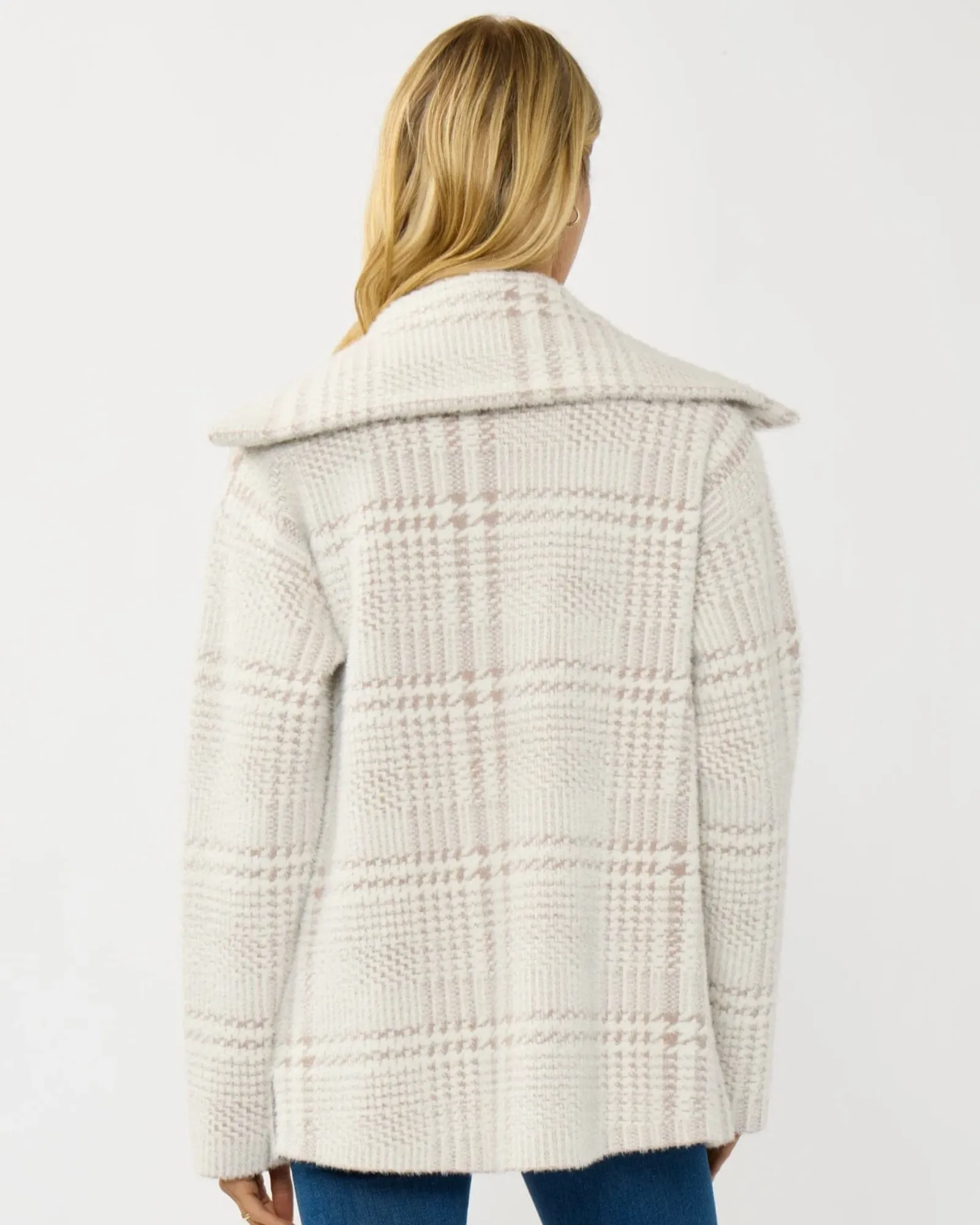 Ruthie Plaid Sweater Jacket (Cream + Taupe) - Image 3
