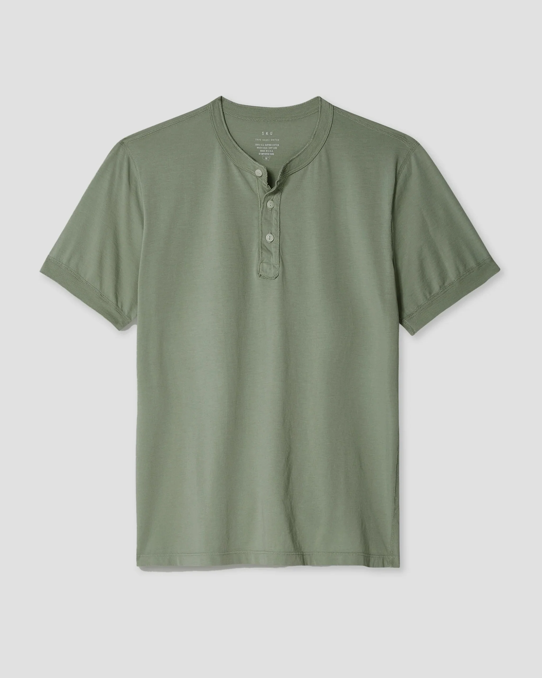 S/S Supima Jersey Henley Tee (Rye Grass)