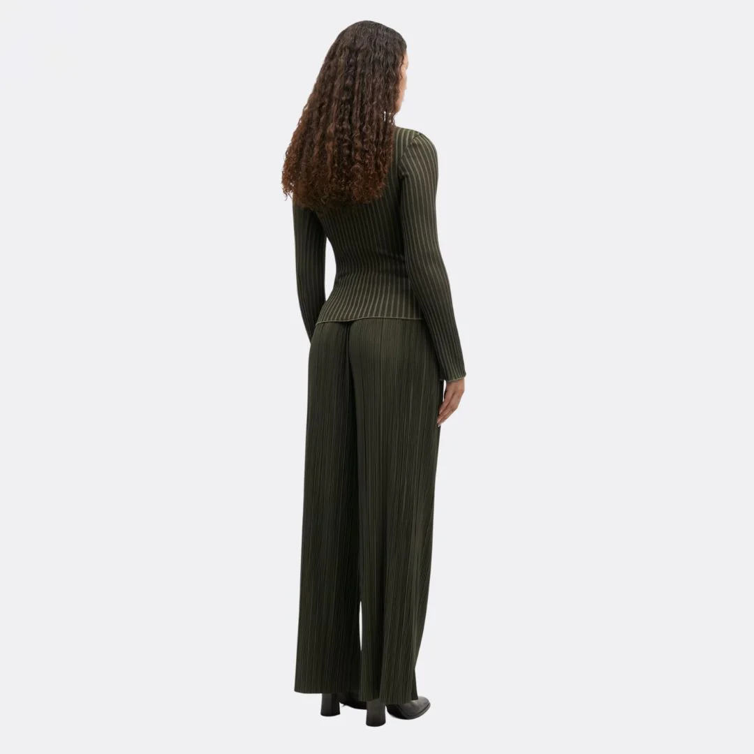 Sacrane Long Sleeve Top (Green Rib Contrast) - Image 2