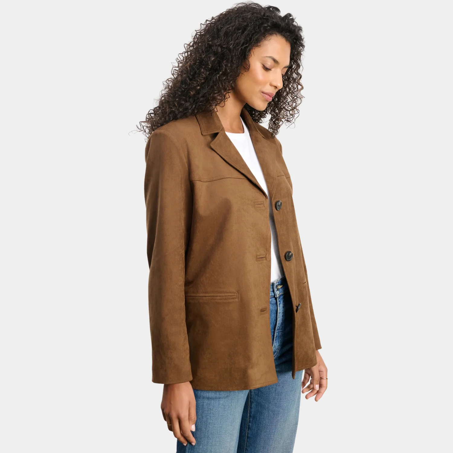 Salie Faux Suede Jacket (Brown) - Image 2