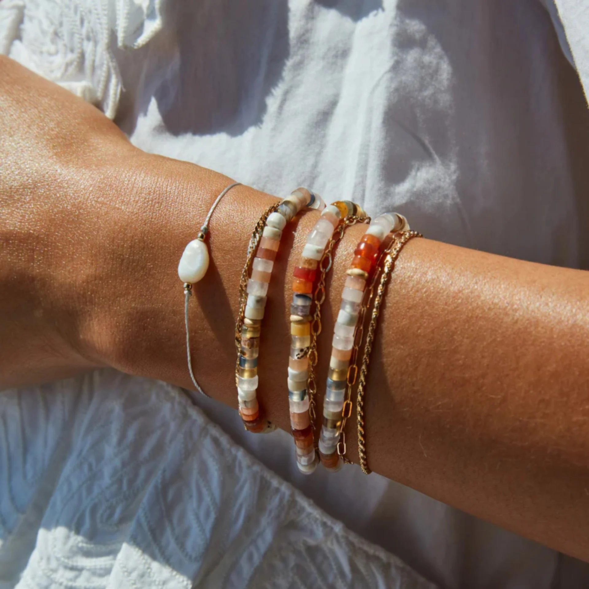 Sand Dune Bead Cord Bracelet (14K Gold) - Image 3
