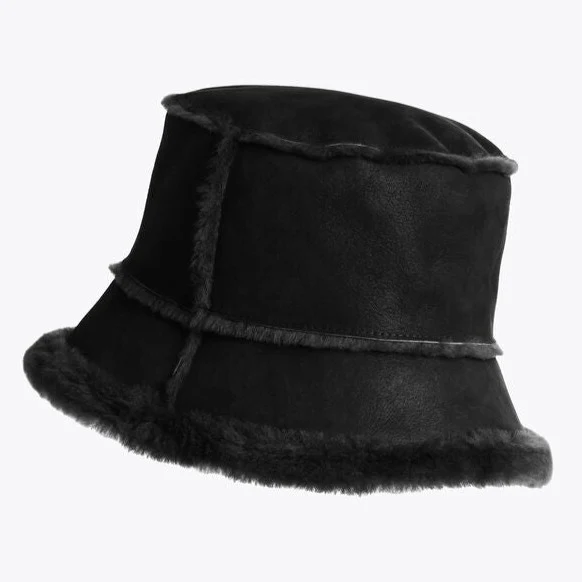 Shearling Bucket Hat (Black) - Image 2