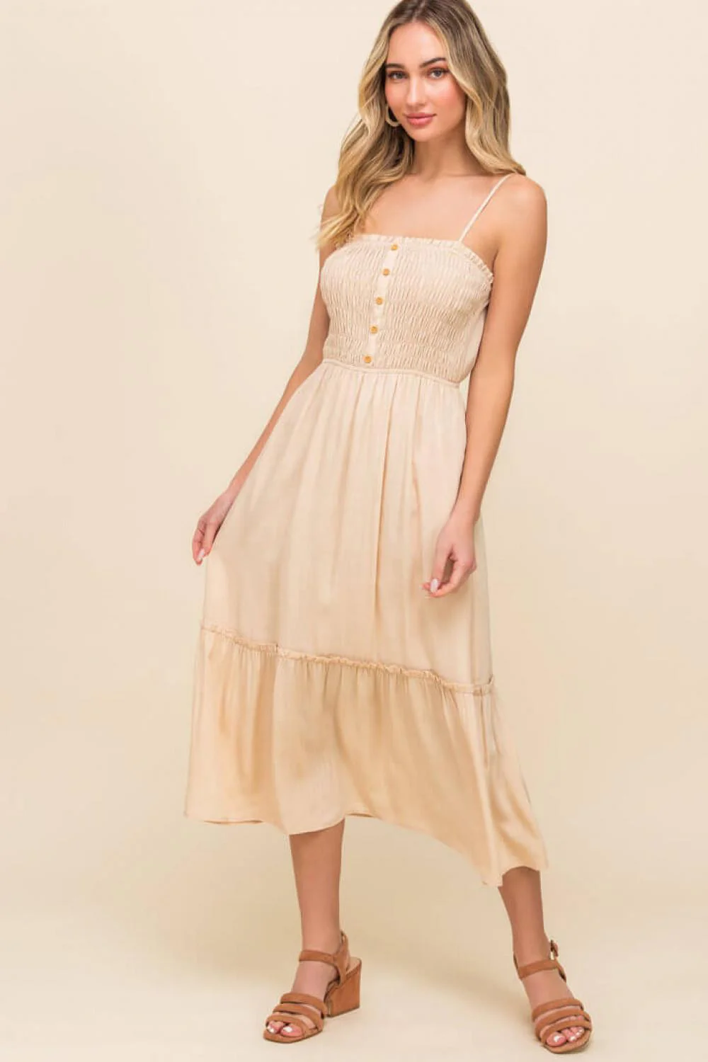 Shirred Tiered Midi Dress - Image 4