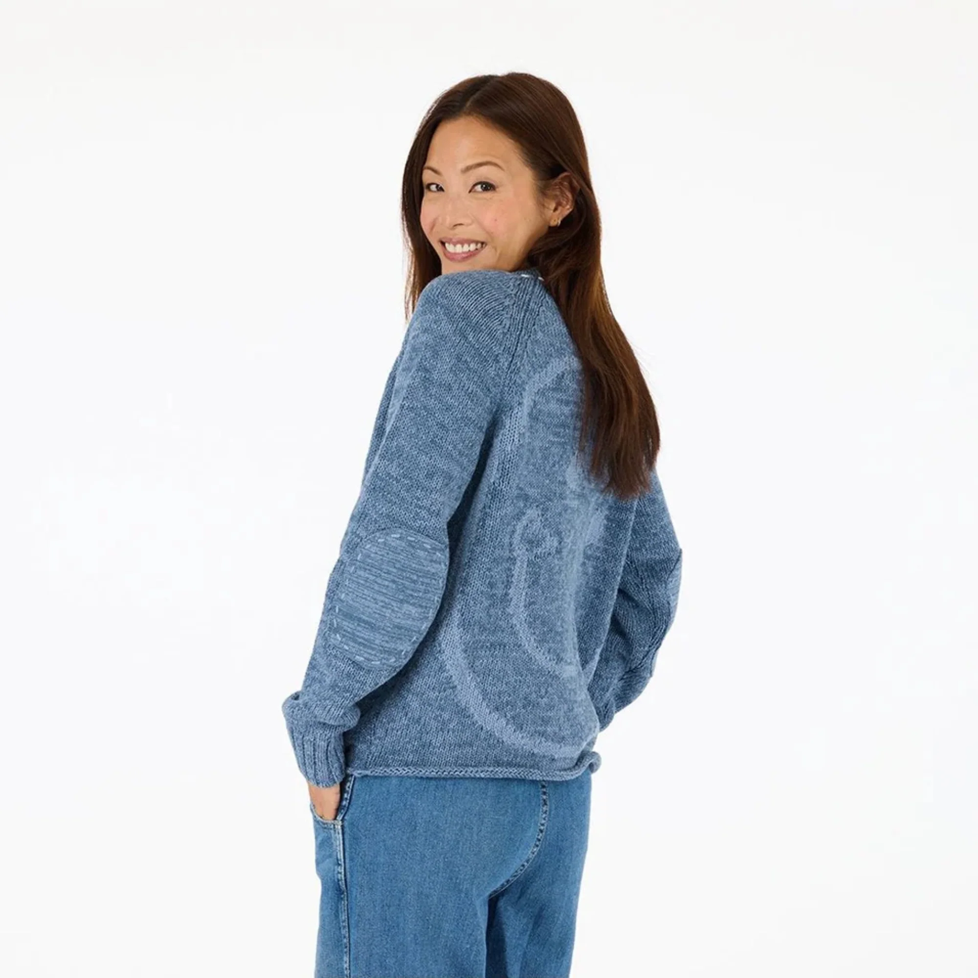 Short Poppy Smiley Cardigan (Indigo Blue) - Image 2