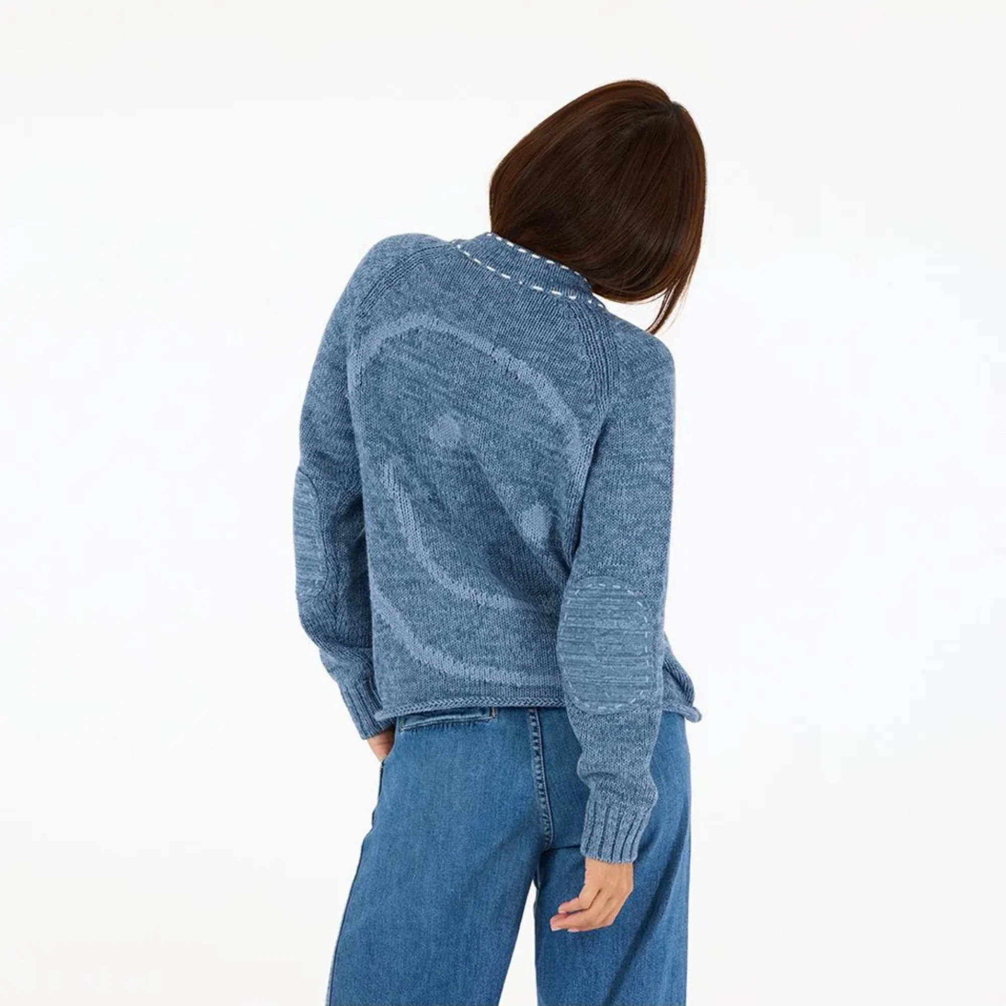 Short Poppy Smiley Cardigan (Indigo Blue) - Image 4