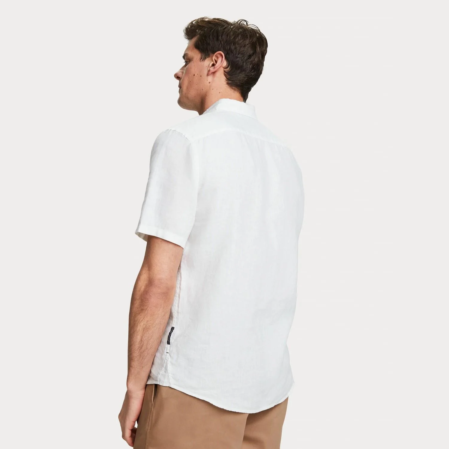 Short Sleeve Linen Shirt (White) - Image 4