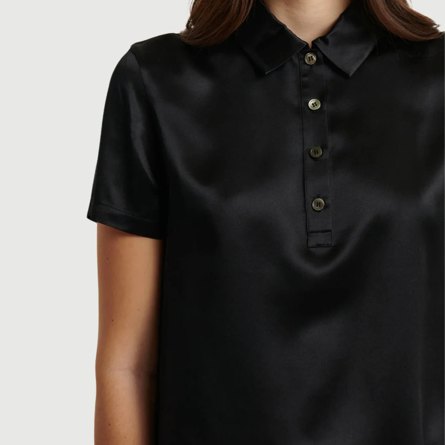 Short Sleeve Silk Satin Polo - Image 4