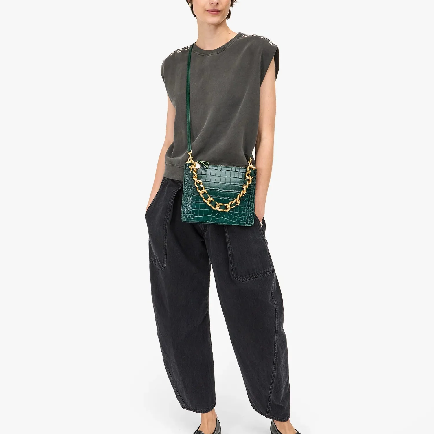 Shortie Strap (Evergreen Grosgrain Curb Chain) - Image 3