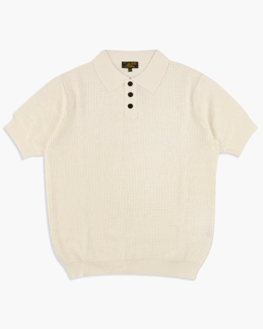 Simoni Grid Knit Polo (Off White)
