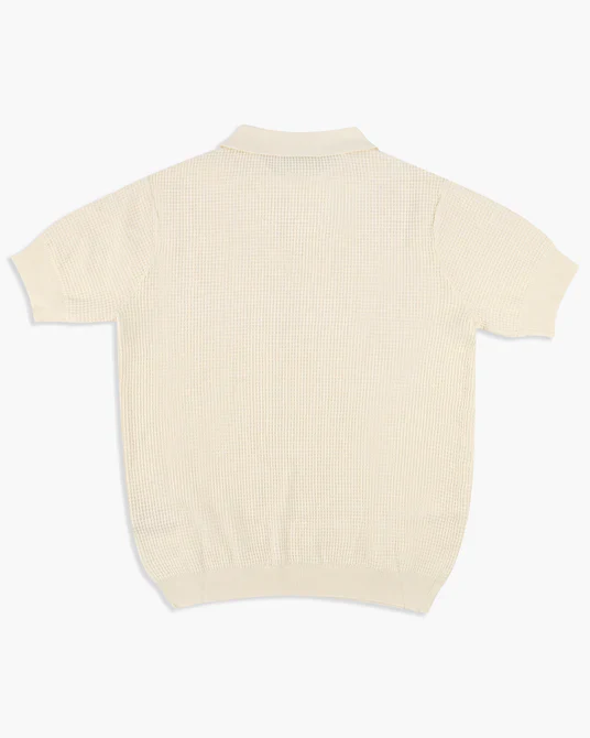 Simoni Grid Knit Polo (Off White) - Image 3