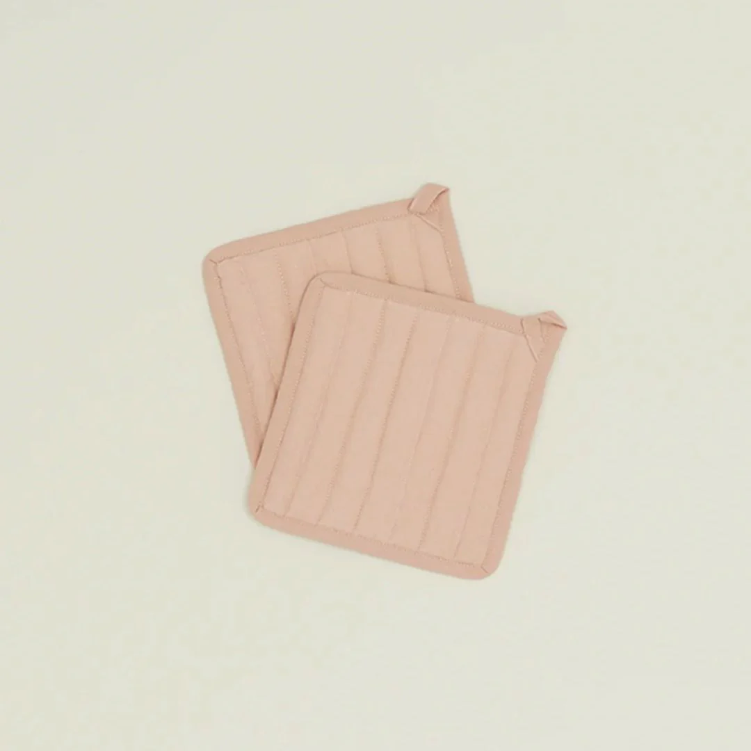 Simple Linen Pot Holders Set of 2 (Blush)