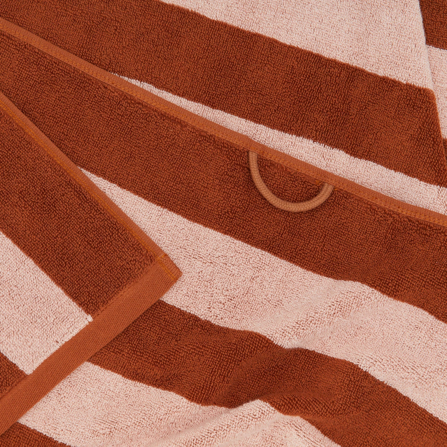 Simple Striped Terry Bath Sheet (Blush + Terracotta) - Image 2