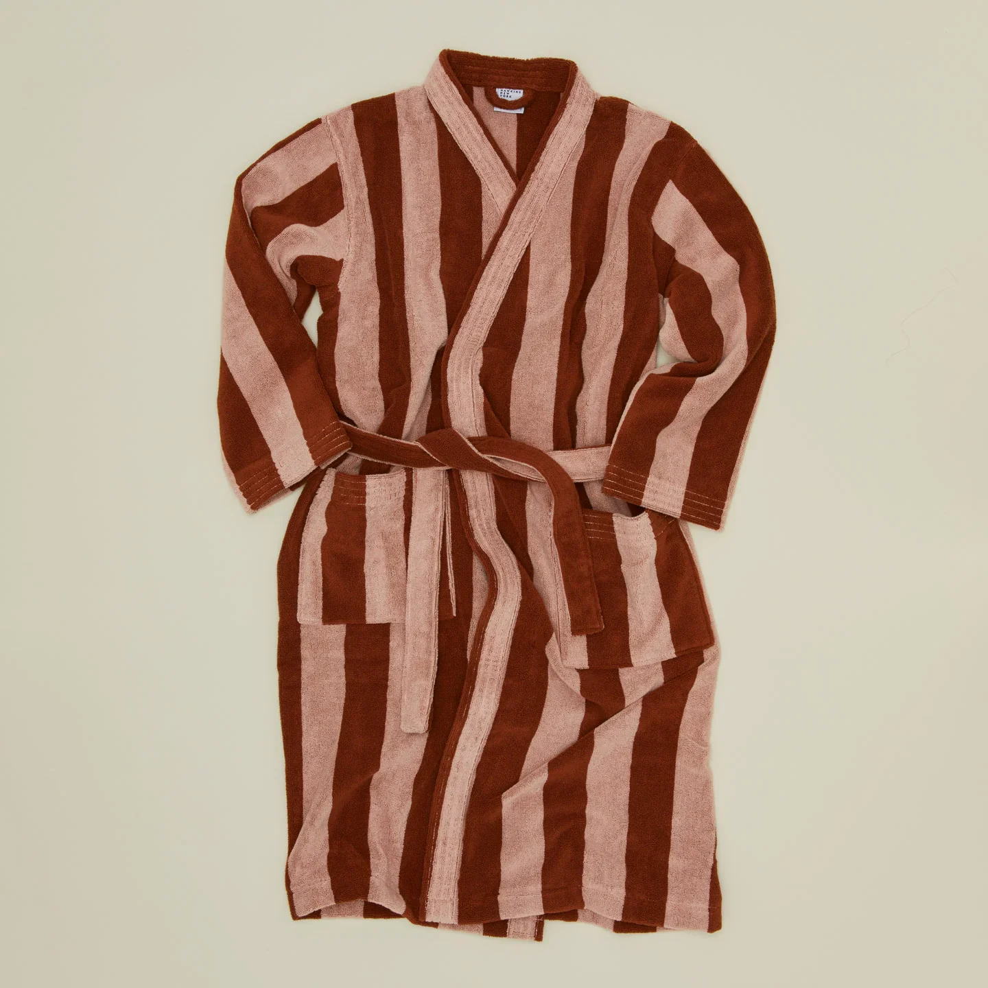 Simple Striped Terry Bathrobe - Image 10