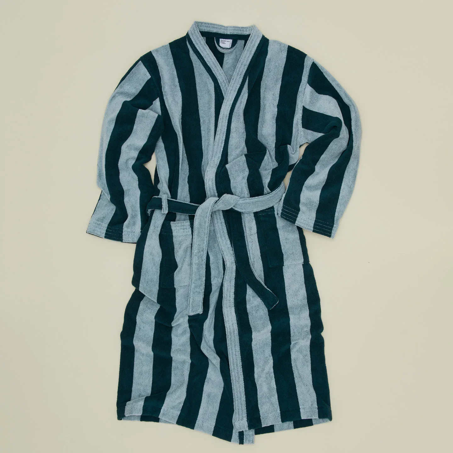 Simple Striped Terry Bathrobe - Image 8