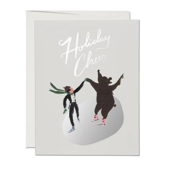 Skating Bear Foil Holiday Card (Set of 8)