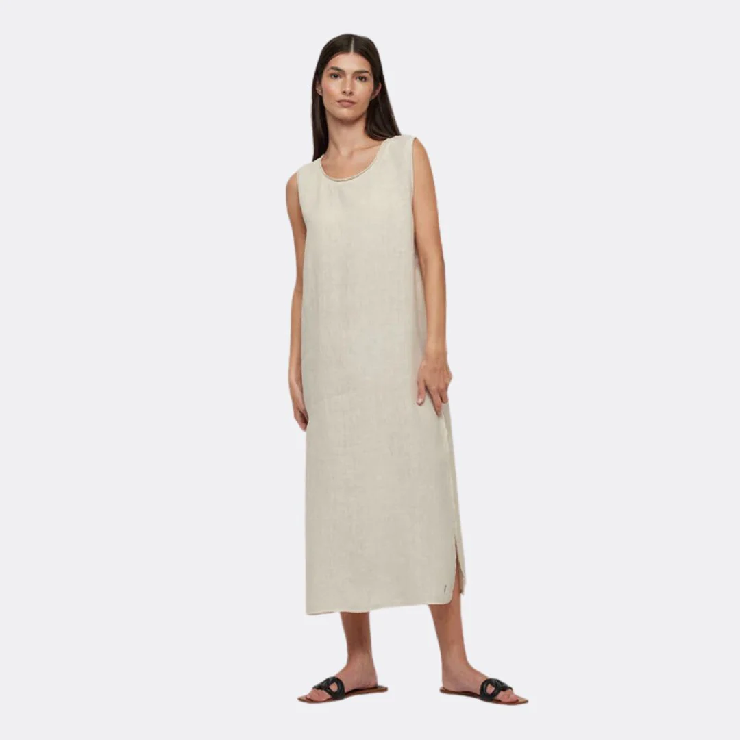 Sleeveless Maxi Linen Dress (Nude)
