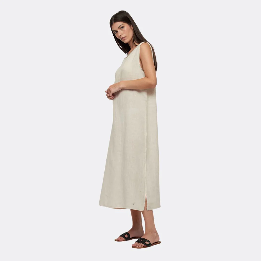 Sleeveless Maxi Linen Dress (Nude) - Image 2