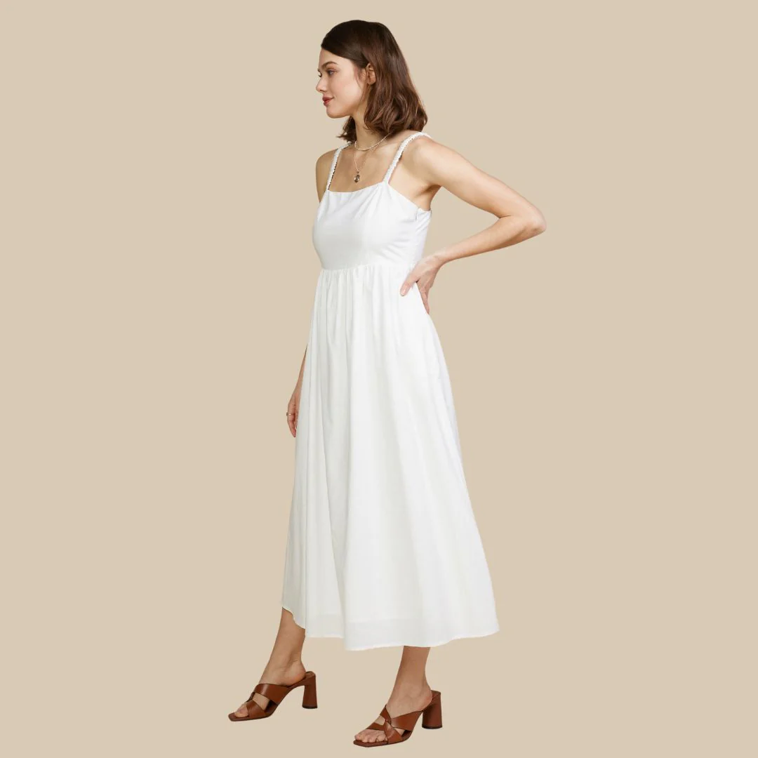 Sleeveless Midi Dress (White) - Image 2