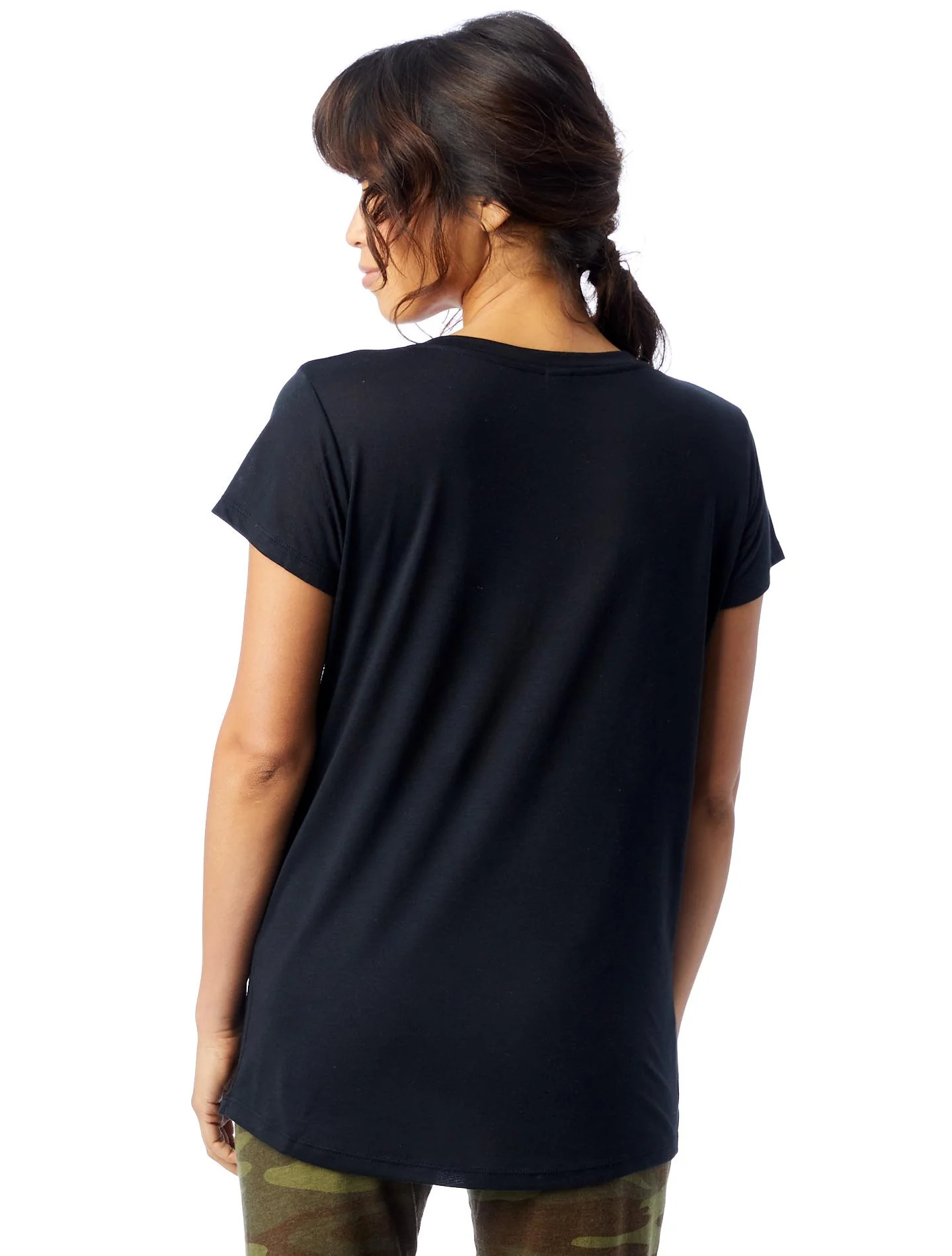 Slinky Jersey V-Neck T-Shirt (Black) - Image 4
