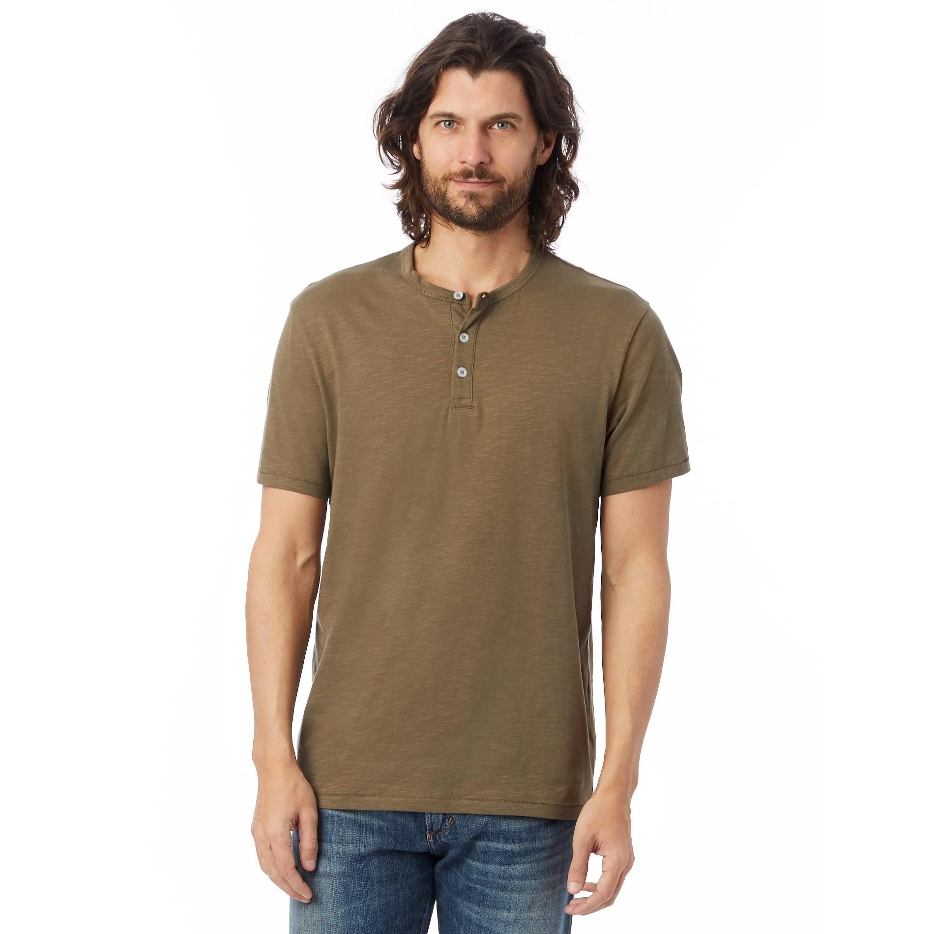 Slub Henley Tee (Olive)
