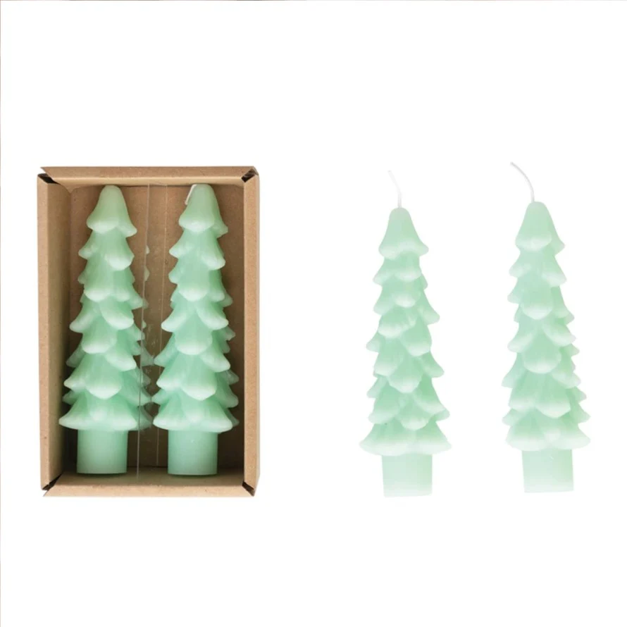 Small Tree Taper Candle | 2 Pack (Mint) - Image 2