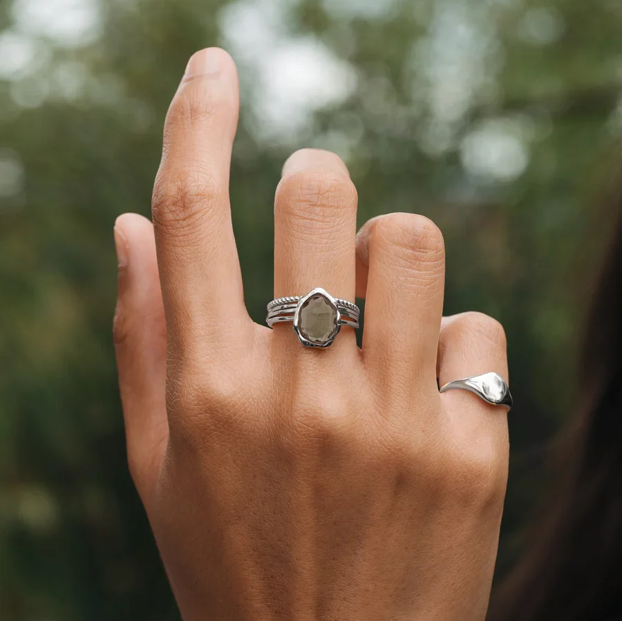Smoky Quartz Mood Ring (Silver) - Image 2