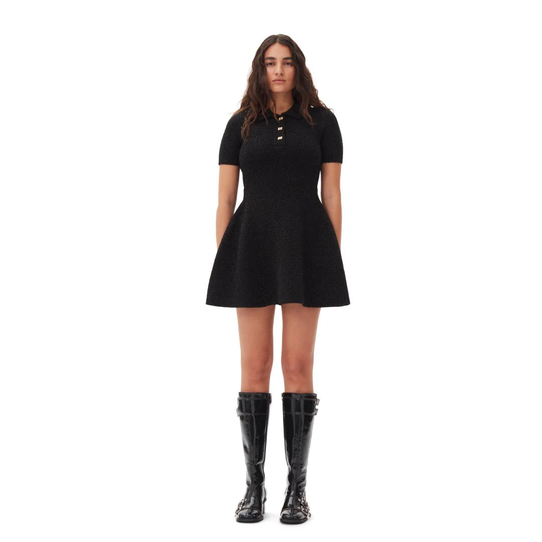 Sparkle Doubleface Mini Dress (Black)