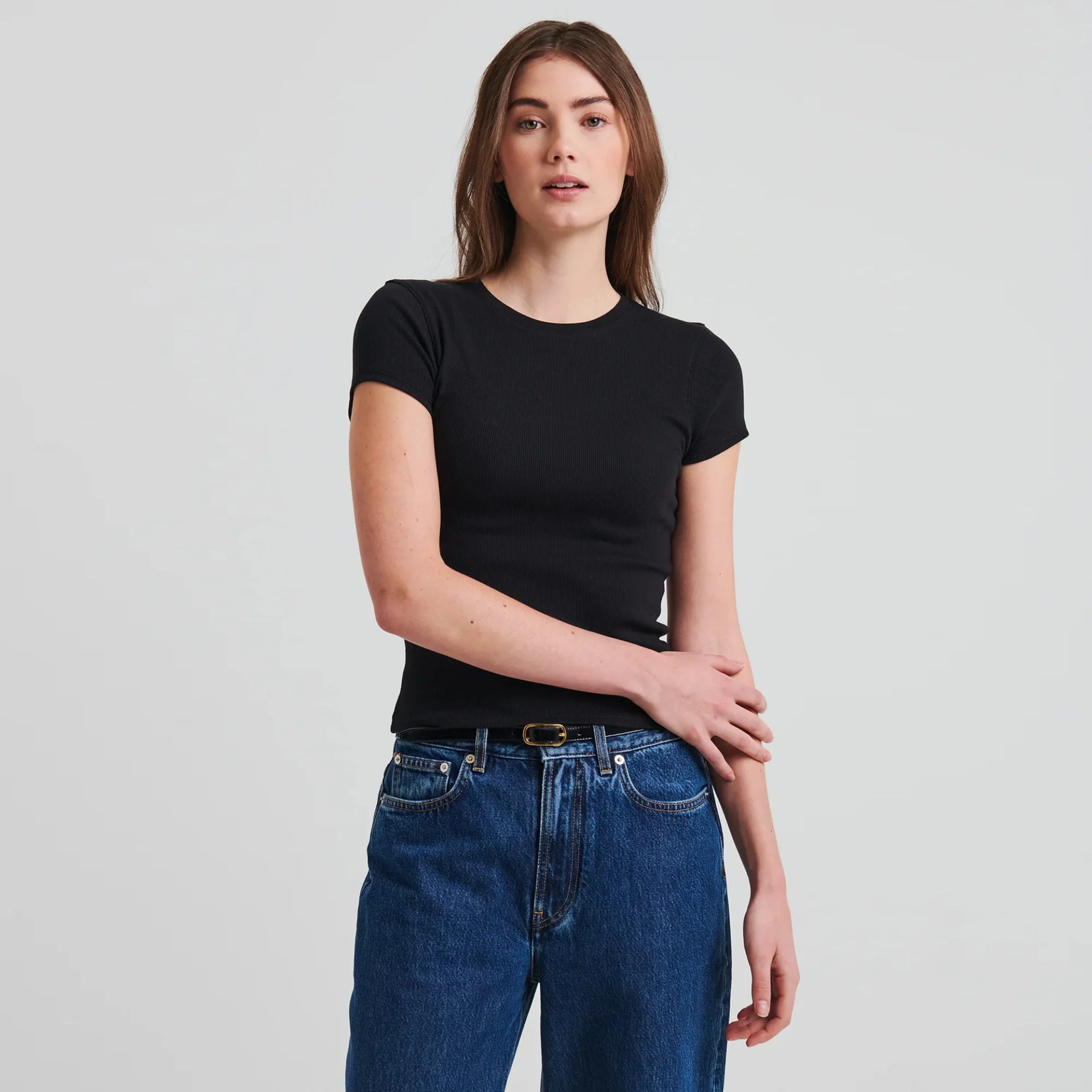 SS Cotton Modal Rib Baby Tee (Black)