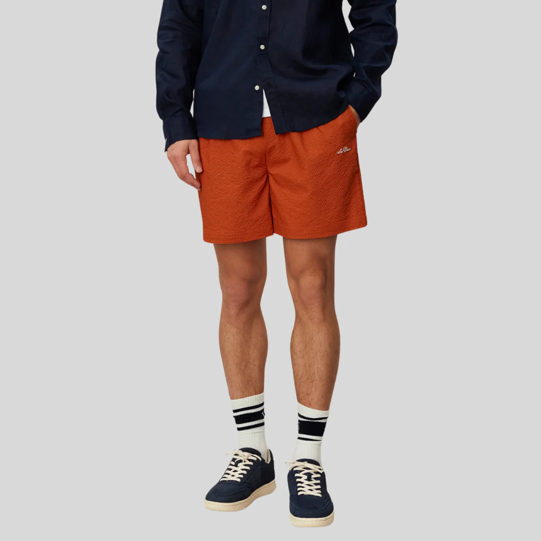 Stan Seersucker Swim Shorts 2.0 (Court Orange) - Image 2