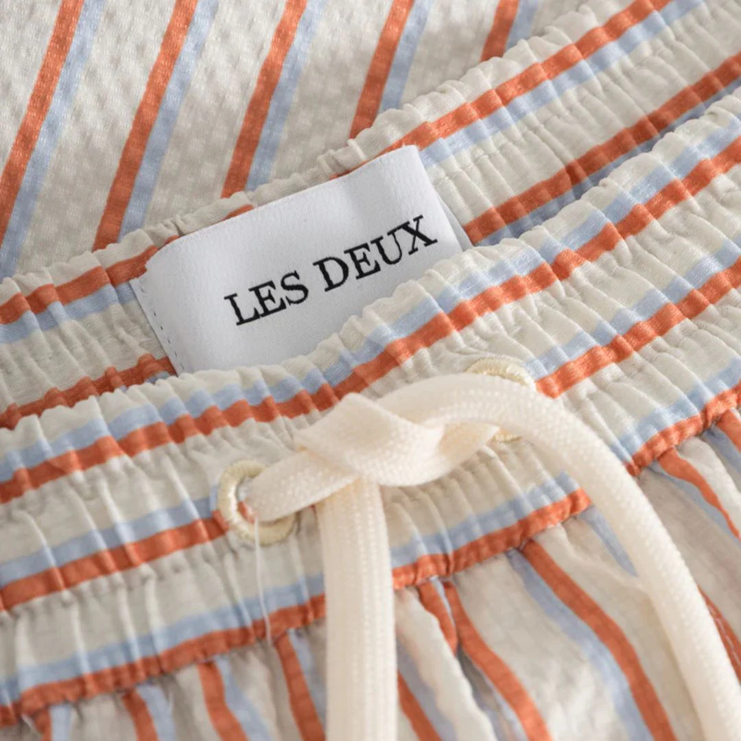 Stan Stripe Seersucker Swim Shorts (Ivory + Baked Papaya) - Image 3