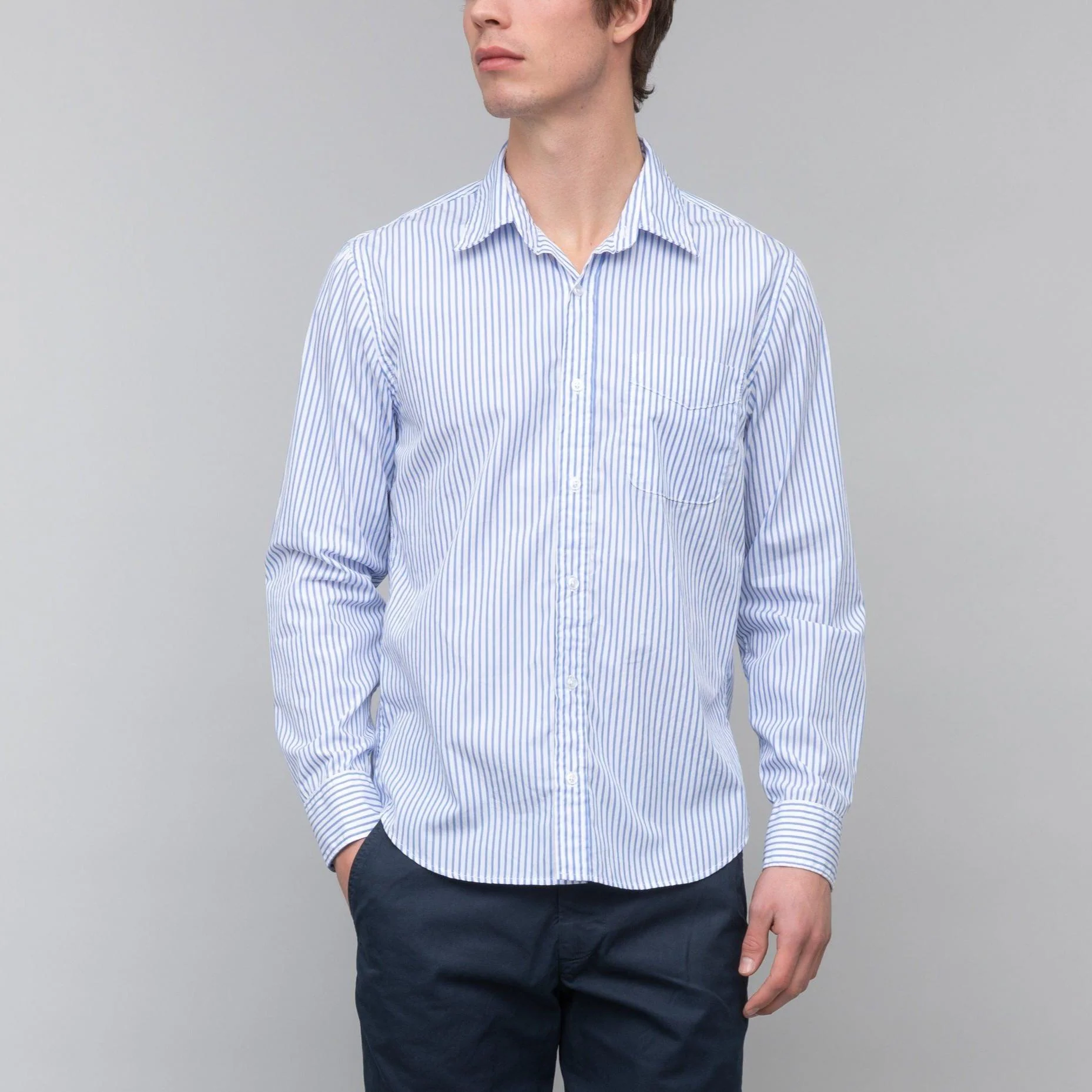 Standard Shirt (Blue Wide Stripe)