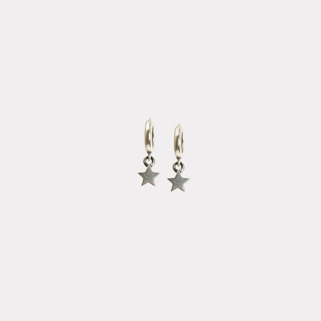 Star Mini Hoop Earrings (Sterling Silver)