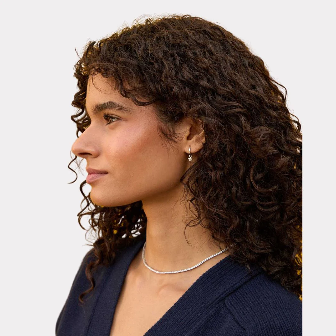 Star Mini Hoop Earrings (Sterling Silver) - Image 2