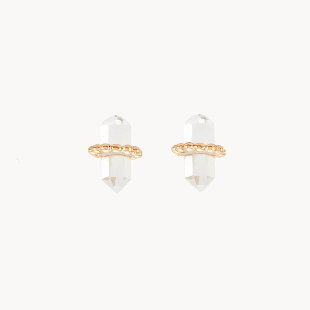Stepping Stone Quartz Earring (14K Gold)