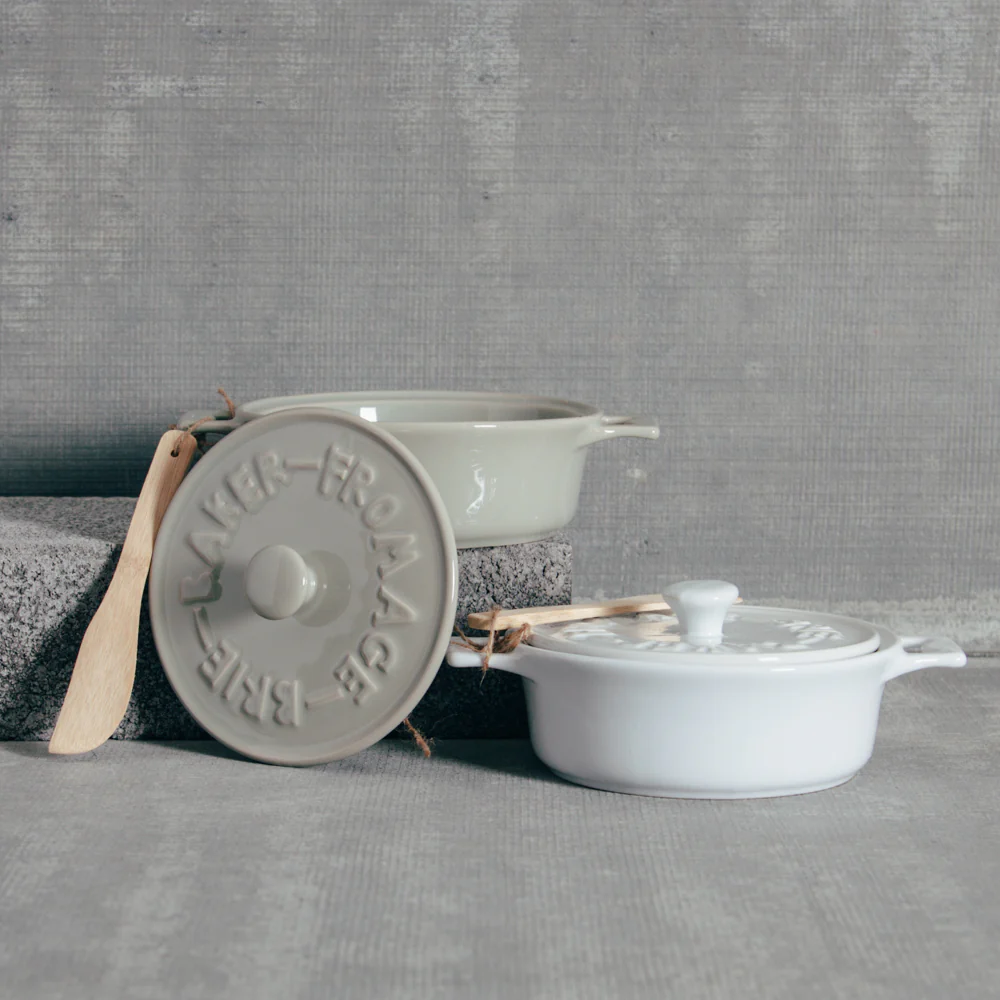 Stoneware Brie Baker W/ Wood Spreader (Olive Green) - Image 3