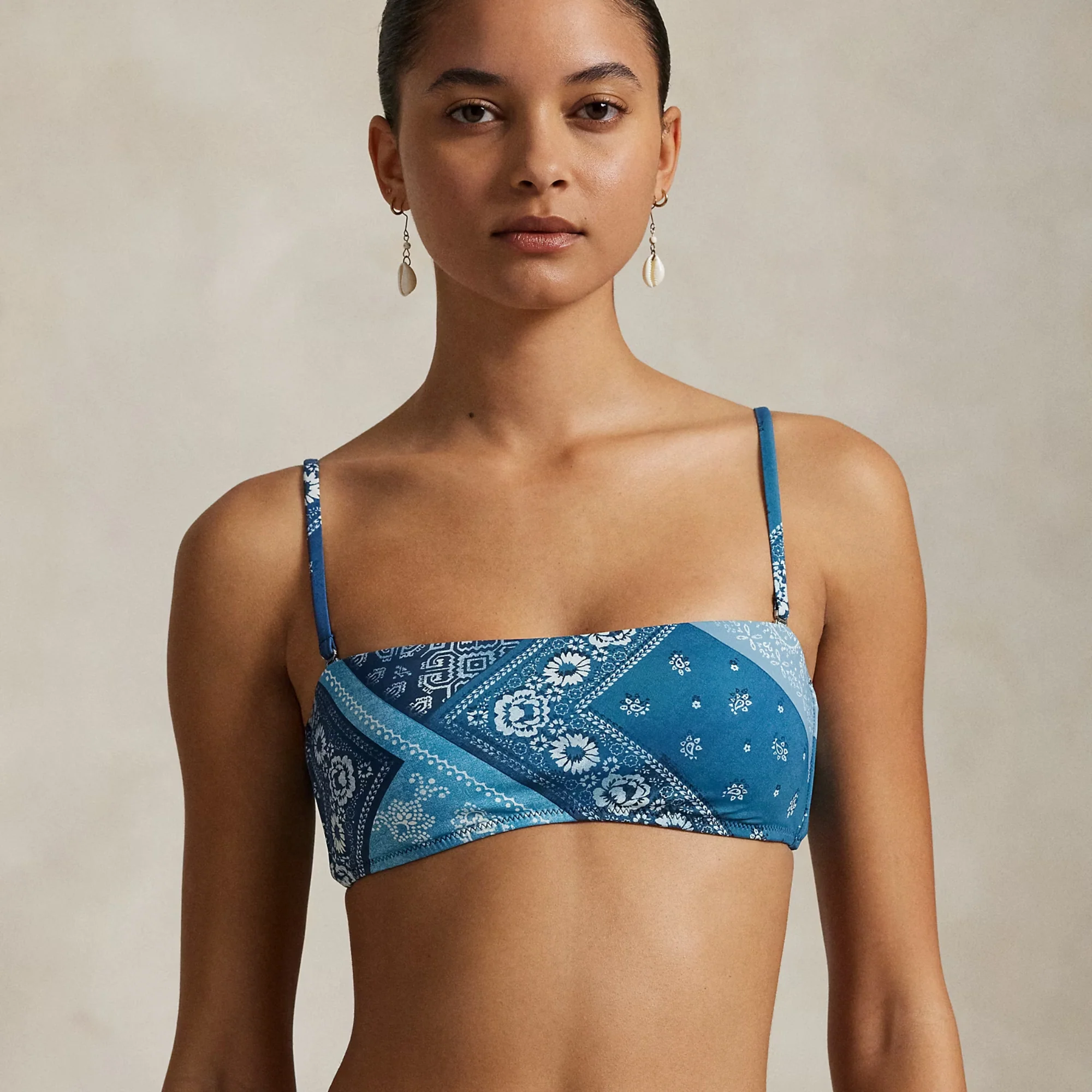 Straight Bandeau Bandana Print Bikini (Multi)