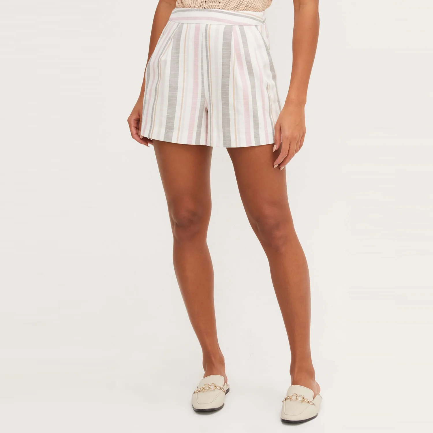 Stripe Pleat Shorts (Multi Stripe) - Image 3