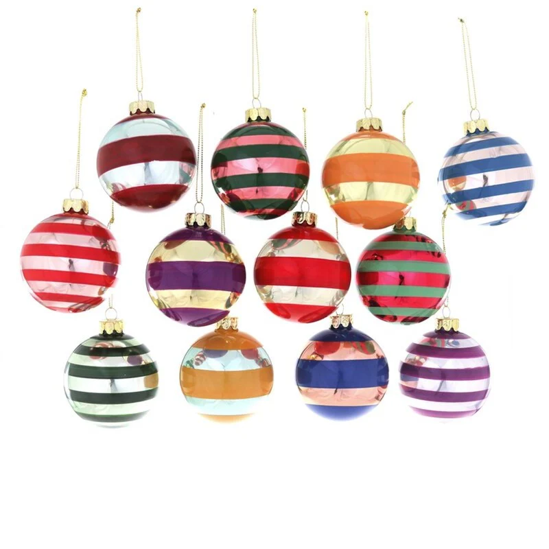 Glass Stripey Bauble Ornament