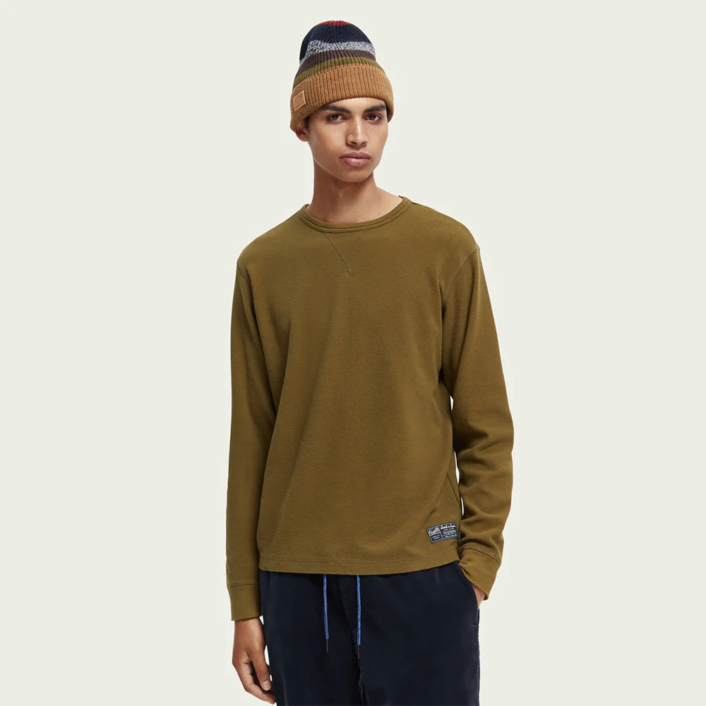 Structured Waffle Long Sleeve T-Shirt (Military) - Image 2