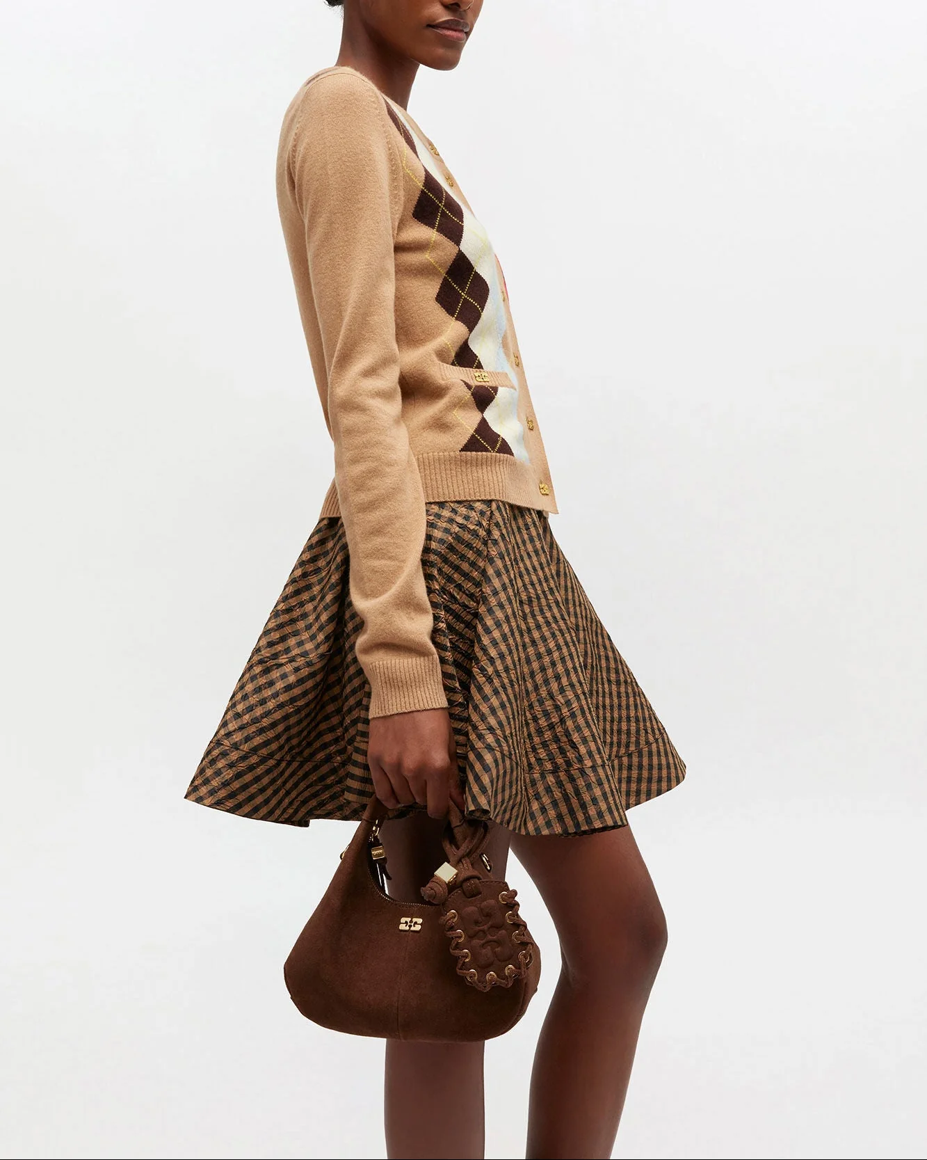 Suede Mini Hobo Bag (Chicory Coffee) - Image 4