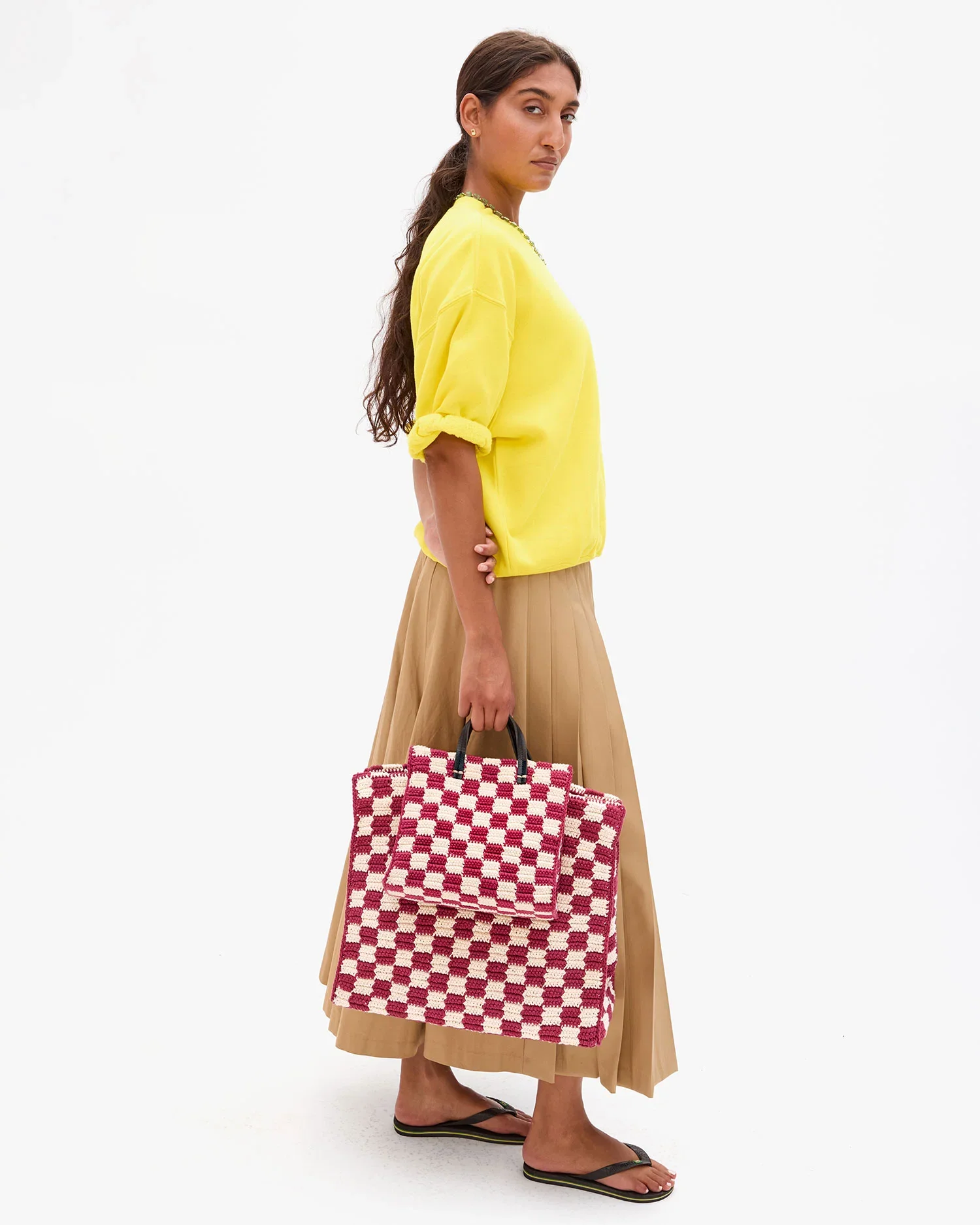 Summer Simple Tote (Plummy + Cream Crochet Checker) - Image 4