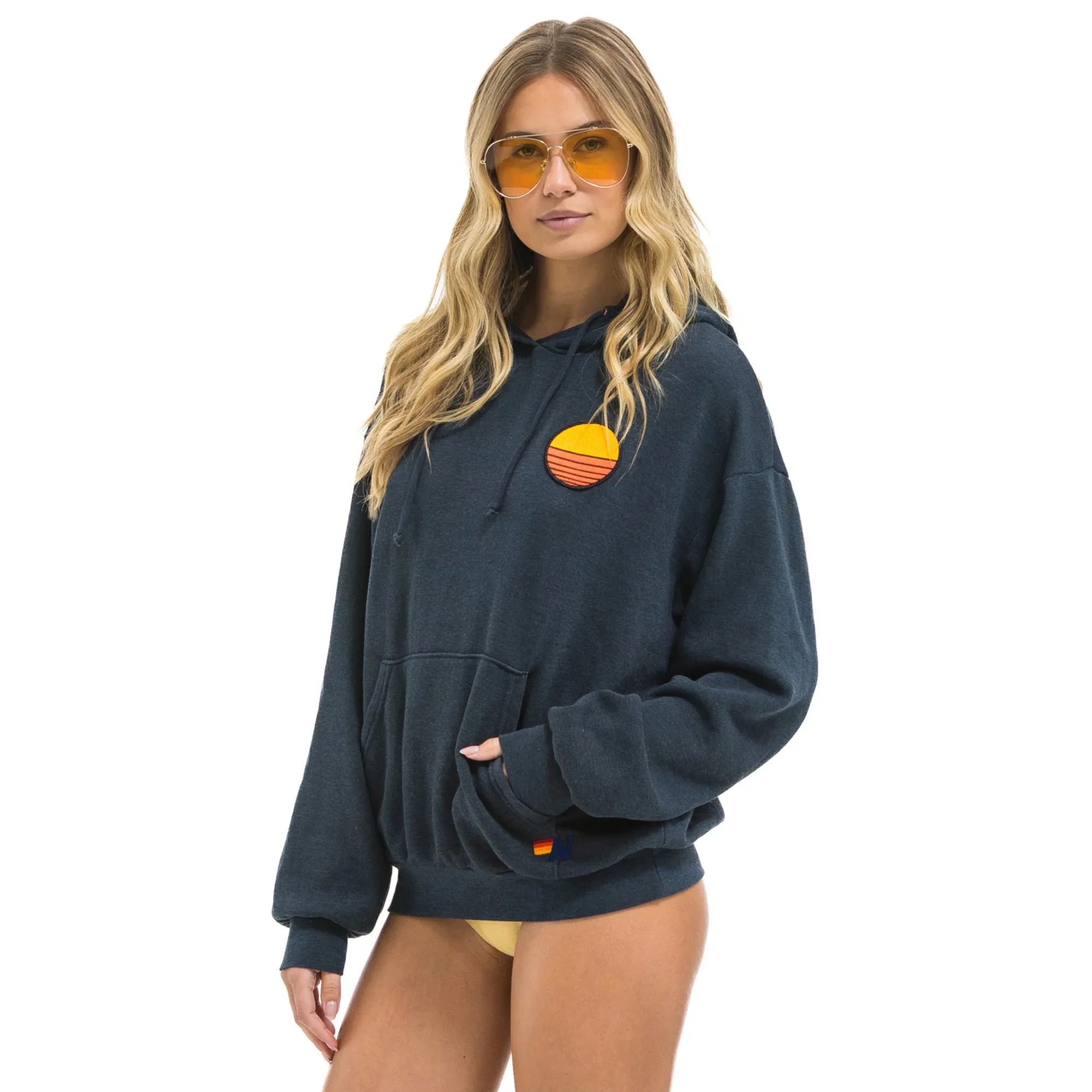 Sunset Patch Relaxed Pullover Hoodie (Charcoal) - Image 2