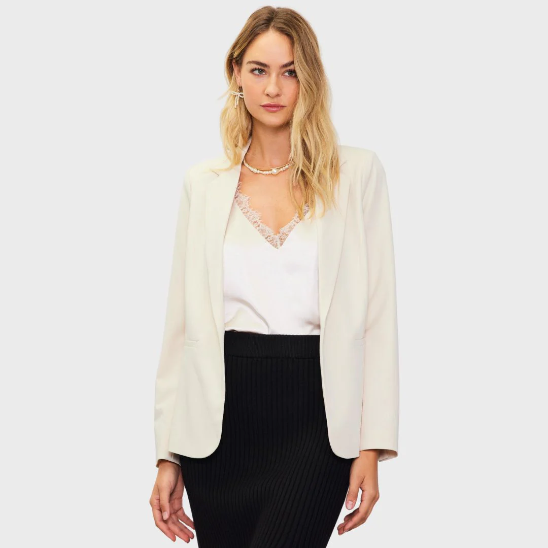 Tailored Single Button Blazer (Cream) - Image 2