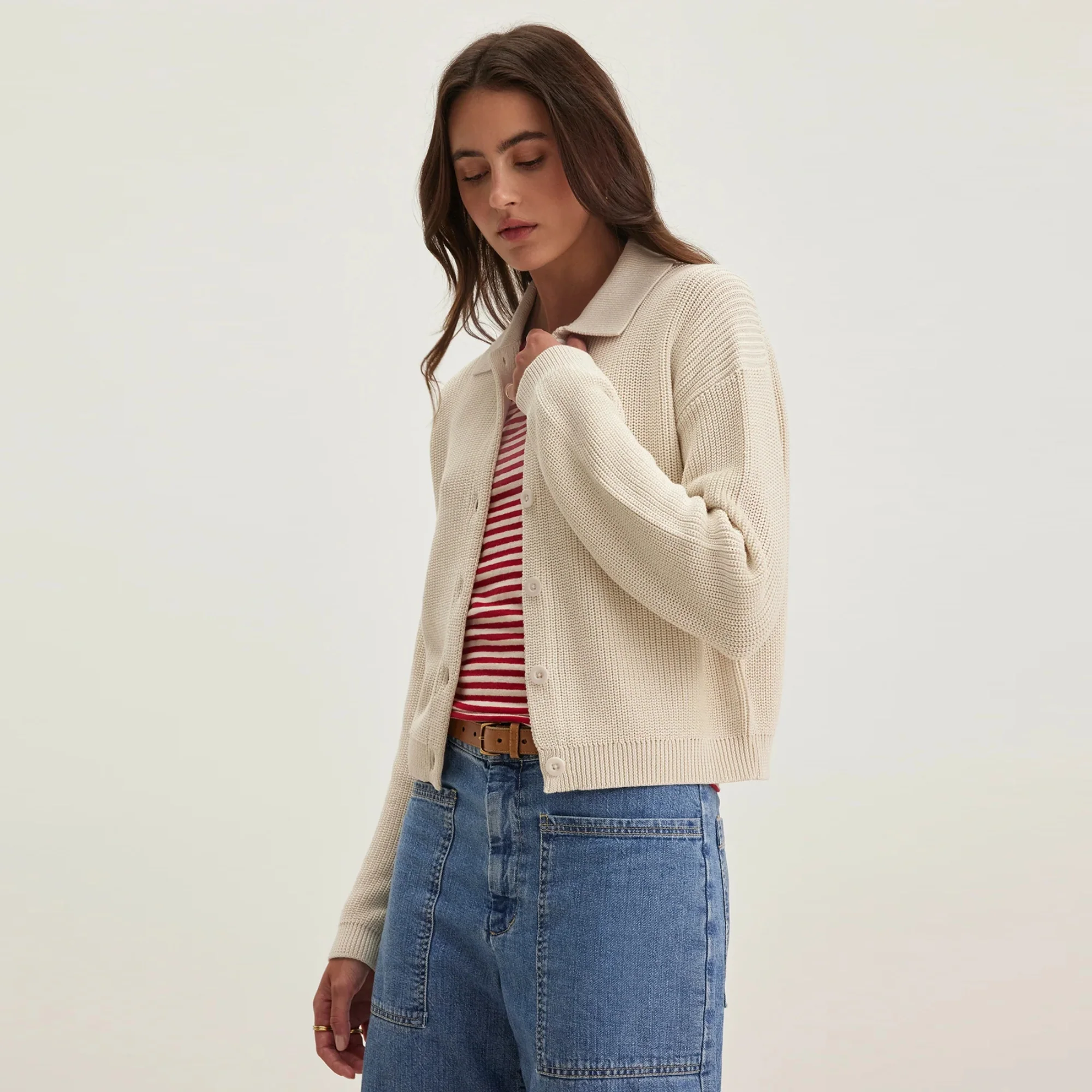 Taj Textured Cotton Sweater (Ivory) - Image 3
