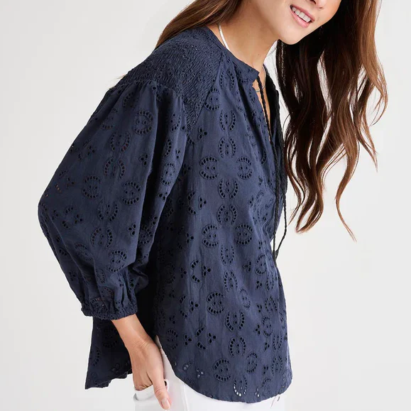 Taylor Eyelet Top (Navy) - Image 3