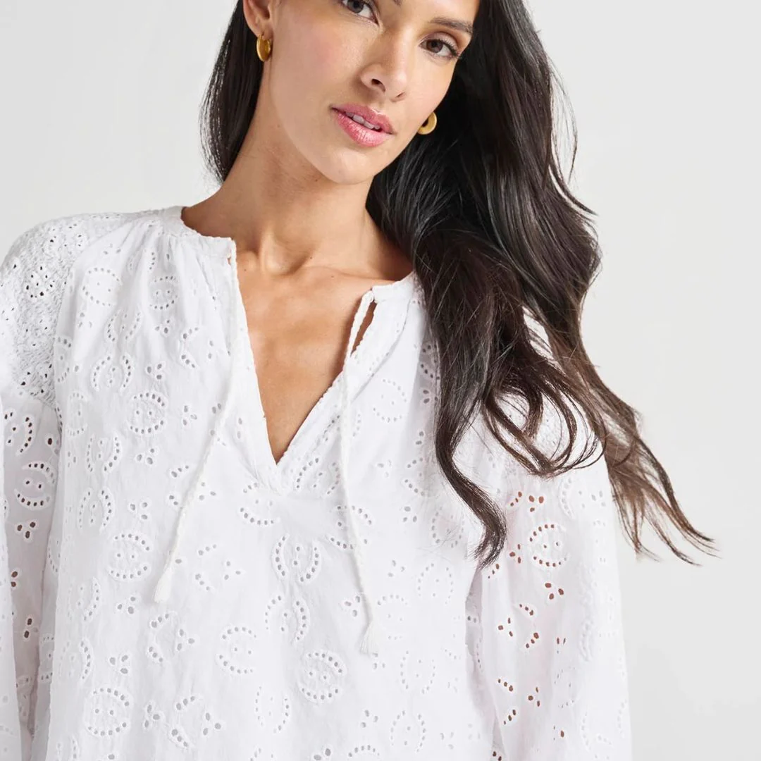 Taylor Eyelet Top (White) - Image 2
